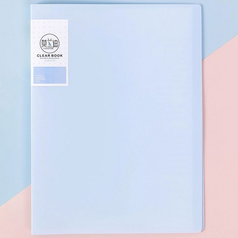 파스텔 서류정리 A4 클리어 파일 30매, 1개, 블루
