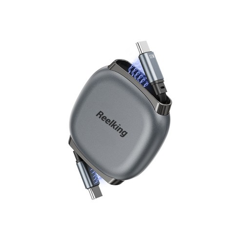 Reelking C타입-C타입 자석타입 휴대용 릴케이블 초고속 PD PPS 240W, 1개, 차콜, 1m