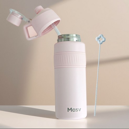 마시뷰 스포츠 대용량 보온보냉 스테인리스316 빨대 텀블러 800 ml 1000 ml, 1개, 1000ml, 핑크+빨대세척솔
