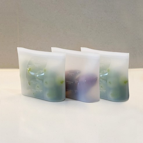 카페로메오 프리미엄 두툼 실리콘 눈금 지퍼백, 1세트, 실리콘지퍼백_500ml 3P