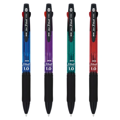 자바펜 제트3볼 멀티펜 4종 세트 1.0mm, 1세트, 블루 + 퍼플 + 레드 + 민트