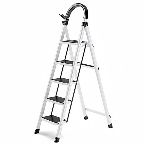 사다리 접이식사다리 탄소강 가정용사다리 화이트 4단/5단, 1개