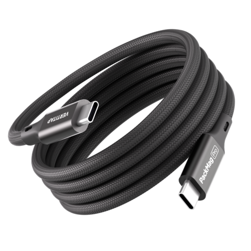 버티탭 팩맥프로 C to C타입 USB4 8K 썬더볼트4 호환 PD 240W 초고속충전 마그네틱 케이블, 1개, 블랙, 1m