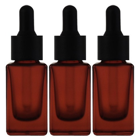닥터보틀 브라운 사각스포이드 유리병 에센스 아로마 오일 소분 공병, 3개, 30ml 사각갈색