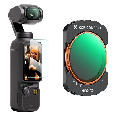 K&F DJI Osmo Pocket 3 / DJI Osmo Pocket 4 용 자석식 가변 ND2-32 중성 밀도 필터 (다중 코팅 광학 유리 필터), 1개, 단일
