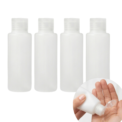 ETCM 똑딱이 캡 화장품 소분 공병 100ml, 4개, 반투명