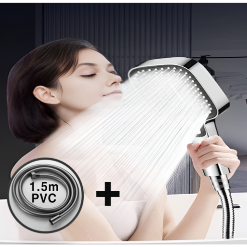 대형 3단 폭풍수압 고압 샤워기 헤드 욕실 절수 샤워기 교체, 그레이헤드/호스세트, 1개