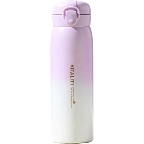 옴타몰 5세대 원터치 0.5L 스텐 텀블러 보온 보냉 진공 보틀, 1개, 500ml, 소프트 퍼플