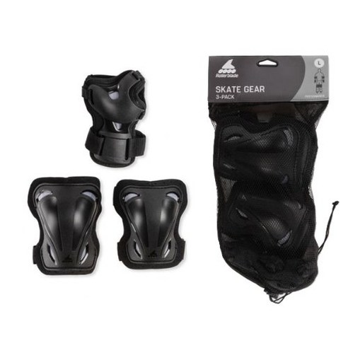 롤러블레이드 SKATE GEAR 3 PACK 성인용 보호대 인라인 킥보드 자전거, 1개, 블랙/그레이