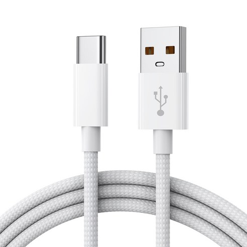 USB-C 타입 패브릭 초고속 충전 데이터 케이블 c타입 고속 충전기 케이블 usb to c, 1개, 화이트, 2m