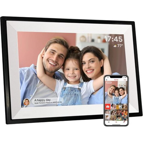 Frameo 10.1인치 WiFi 디지털 액자 HD IPS 터치스크린 1280x800 해상도 32GB 저장 용량 벽걸이형 스마트 클라우드 슬라이드쇼 기능 휴대폰에서 어디서든 사, 10.1inch-Black and White, 10.1inch-Black and White