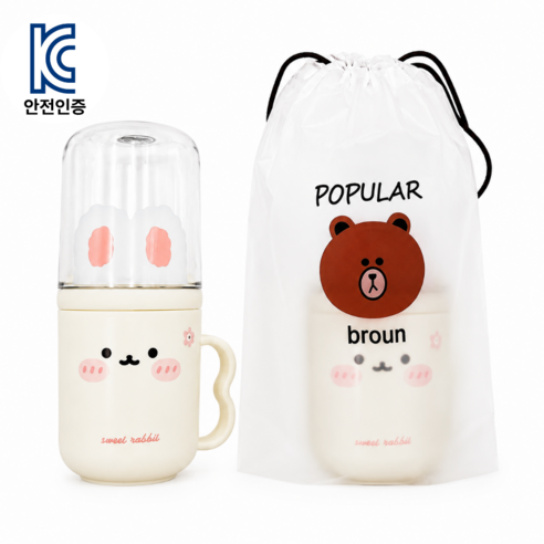 더하임 어린이용 KC인증완료 휴대용 투명 양치컵 칫솔케이스, 화이트, 1개