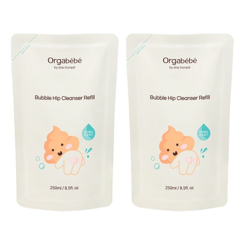 오가베베 버블 아기 엉덩이 클렌저 리필 힙 똥버블 청결제, 2개, 250ml
