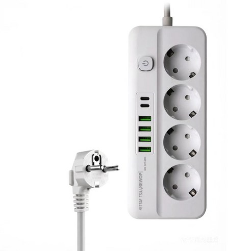 멀티탭 USB C타입 겸용 콘센트 충전기 2PD+4USB 2500W, 1개, WHITE 4구, 2m