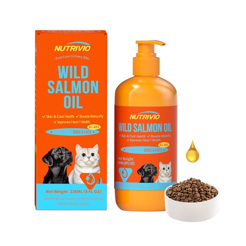 Nutrivio 강아지 영양제 알래스카 내추럴 노견 소형견 종합 대용량 연어오일 영양제, 1개, 오메가3, 236ml
