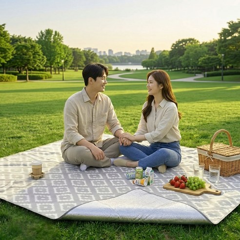 푹신한 3겹 은박 코팅 방수 휴대용 대형 두꺼운 피크닉 돗자리 매트