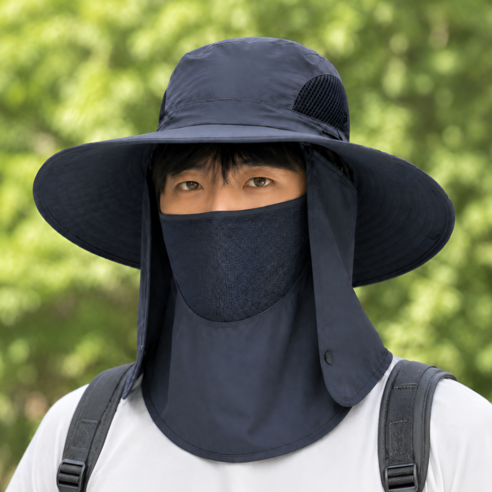 마운틴가드 그늘막모자 자외선차단 탈부착 햇빛가리개 대두 와이드챙 낚시모자 벙거지, 차콜그레이