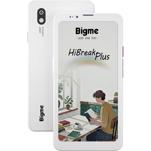 스타일러스 및 케이스가 포함된 Bigme HiBreak Plus 6.13인치 컬러 전자책 리더 4+64GB Android 14 OS 4G 듀얼 SIM 스마트폰, 1세트, 화이트, GY-US-하이브레이크 플러스