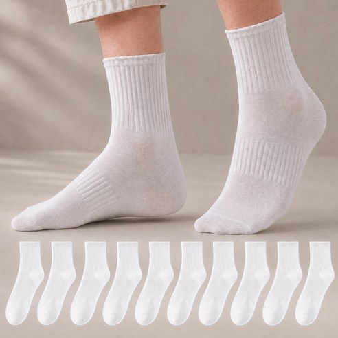 이루모아 데일리 남성 여성 공용 밴딩 골지 양말 10켤레