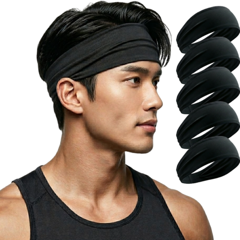 고즈 스포츠 땀흡수 헤어밴드 블랙 5개 운동러 솔직 후기 | 실사용 리뷰 - 대표 이미지