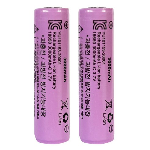 모이스 KC인증 리튬이온 배터리 3000mAh 보호회로 충전지 과전압방지 충전식 건전지, 2개, 1개입