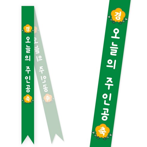 솔메이드 생일 어깨띠 파티 소품 오늘의주인공 축하 승진 44종, 베이직-진초록(고정형)