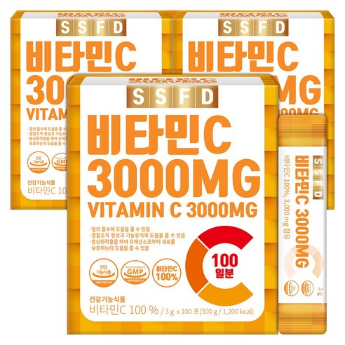 순수식품 비타민C 3000 가루 분말 스틱 파우더, 300g, 3개