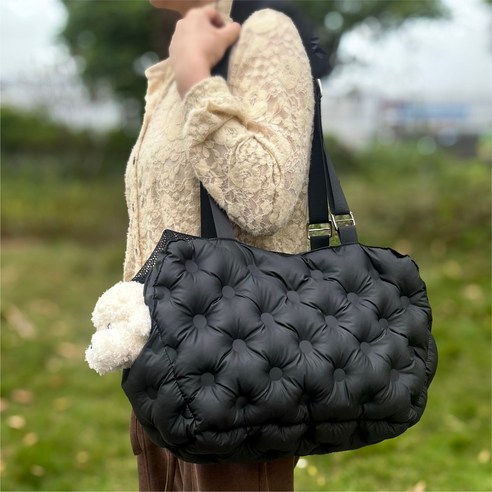 강아지가방 숄더백 포대기 이동가방 안전한 버클 반려동물+ 이너쿠션 세트, 1개, black