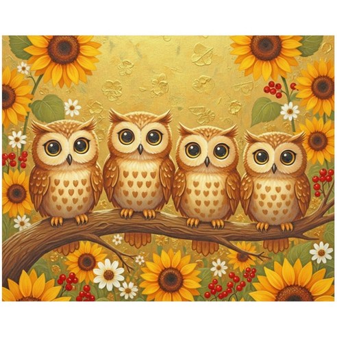 보석십자수 캔버스형 부엉이 diy 40 x 50 cm, 1개, CH080