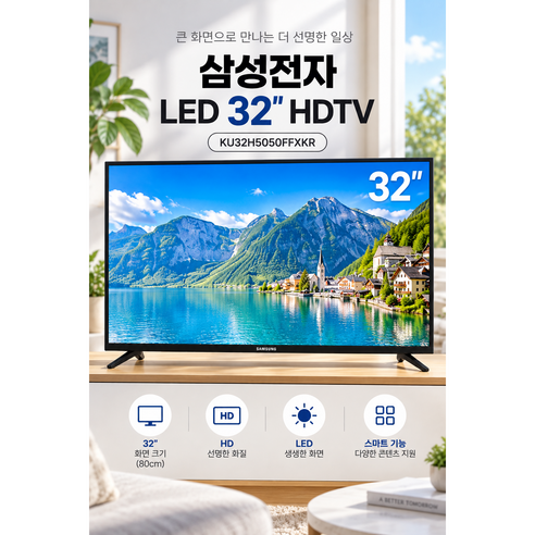 삼성전자 HD TV 80cm (32인치) 스탠드형 전국 배송+설치 포함 상품 제주도 가능 KU32H5050FFXKR, 삼성32인치티비, 방문설치, 32인치