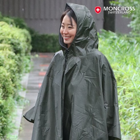 몽크로스 고급 판초우의 레인코트 비옷 남녀공용 캠핑 다회용 우비 빅사이즈, 1개, 그레이