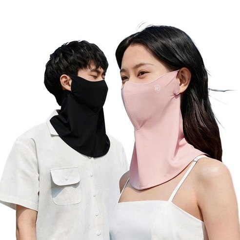리노아 자외선차단 쿨 마스크 스포츠 골프 자전거 얼굴목커버 냉감 통기성 마스크, 2개, 블랙+핑크