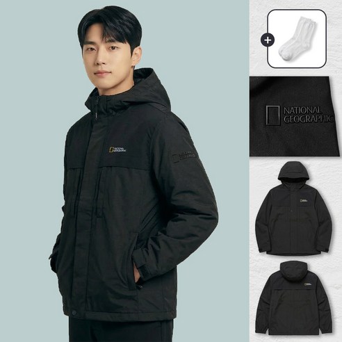 내셔널지오그래픽 등산 바람막이 WD 오거스틴 AT 테고라 BR 방풍 자켓 + 스포츠 양말 세트