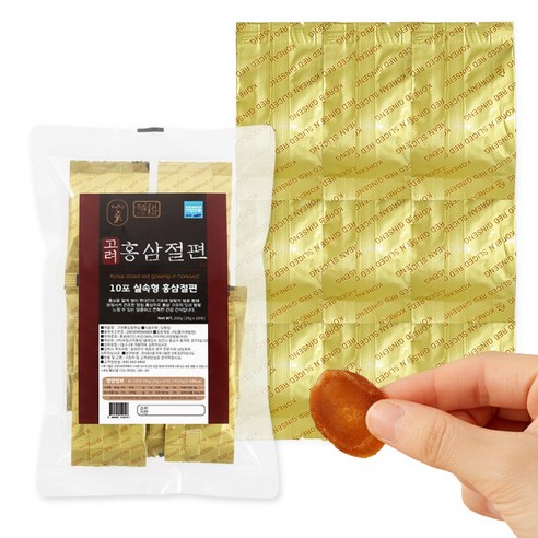 [국내산] 고려 홍삼절편 실속형 대용량 벌크형 건강 간식, 10개, 20g