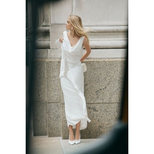 BHLDN Sleeveless Cowl-Neck Bias-Cut A-Line Midi Dress - 드레스