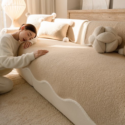 FEIFAN 미끄럼방지 모던 보들보들 겨울 극세사 소파패드 4인용