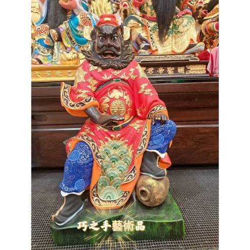 巧之手藝術品一尺三鍾馗雕工細緻樟木神像，客製化神尊訂做，鎮宅避邪保
