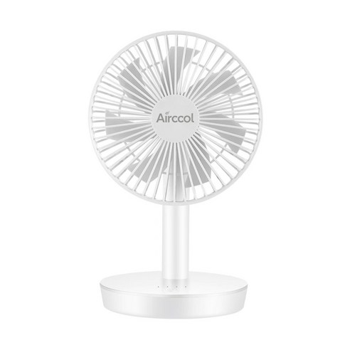 Airccol 무소음 무선 탁상용 선풍기 초경량 선풍기, 화이트, V1