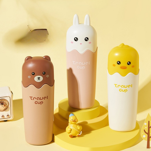 안심PP 휴대용 캐릭터 칫솔치약케이스CUP, 옐로우