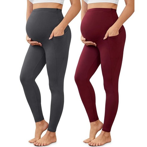 VALANDY Creamlush 2 Pack Women's Maternity Leggings with Pockets Over ...