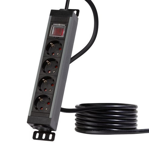 파워존 유커먼 고용량 알루미늄 4구 멀티탭 4000W 에어컨 냉장고 멀티콘센트 과부하 파워탭, 통합스위치(베이직), 1개, 4구 - 1.5m - 그레이
