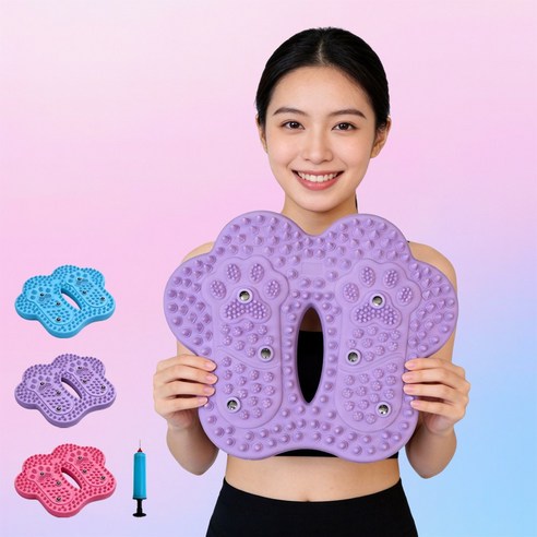 키초비 자석 지압 마사지 에어스텝퍼 +미니 에어펌프 세트, 보라색