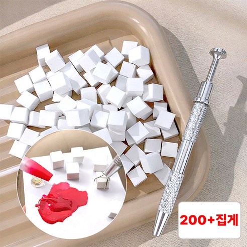 별오점 젤 네일 아트 그라데이션 스펀지 집게, 1세트, 스펀지+집게