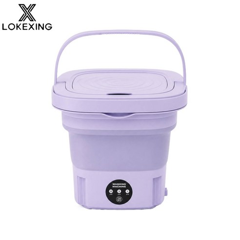 LOKEXING 세탁기 폴딩 전자동의 미니세탁기 학생 기숙사 속옷 양말 일체형 세탁, 자주색, 8L