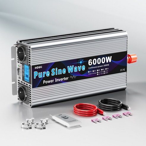 HOULI 순수정현파 220V 인버터 3000W~7000W 정격 1500W~3500W 12V 24V 차량 캠핑용, 1개, 6000W-12V
