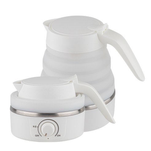여행용 접이식 전기포트 600ml 프리볼트 110V 220V 겸용 실리콘 미니 전기주전자 캠핑용 컵라면 햇반 데우기 분유포트 출장 유학 필수템