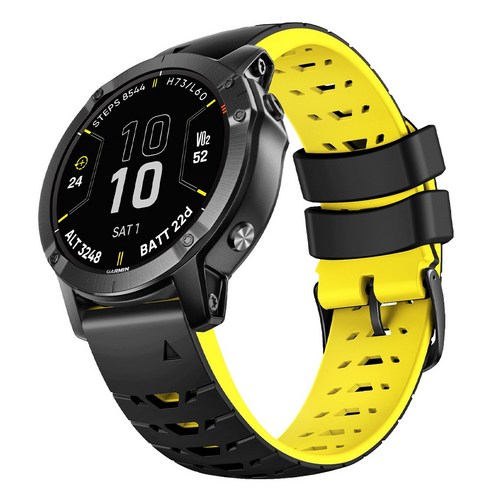 별다섯 가민 워치 퀵핏 22mm 투톤 스포츠 밴드 포러너 965 955 945 935 / 피닉스 8 E 47mm 7 솔라 6 GPS 5 / 인스팅트 E 45mm 3 솔라, 블랙/옐로, 1개