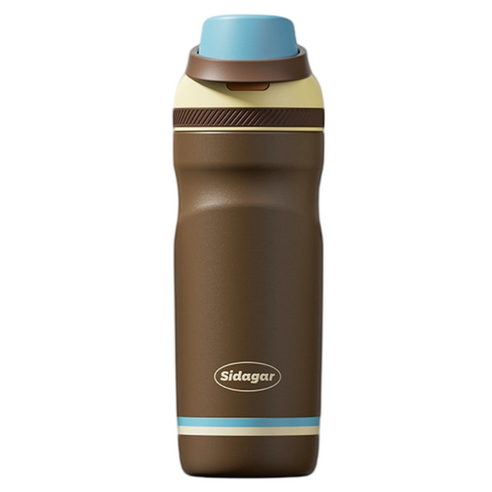 스타플러스 스포티 스트랩 핸들 팝업식 빨대 보온병, 1개, 580ml, 다크 브라운