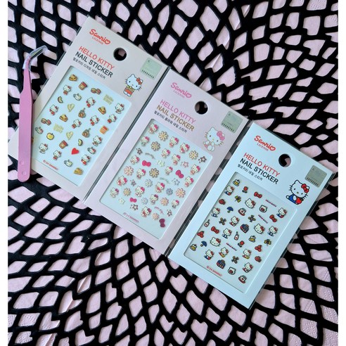 산리오 헬로키티 네일 스티커 3종세트 네일집게 증정