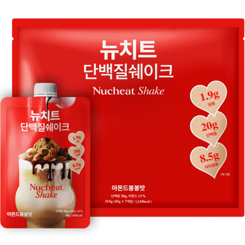 뉴치트 단백질 쉐이크 파우치 아몬드봉봉맛 45g, 7개 솔직 후기 | 실사용자 리뷰 분석 썸네일